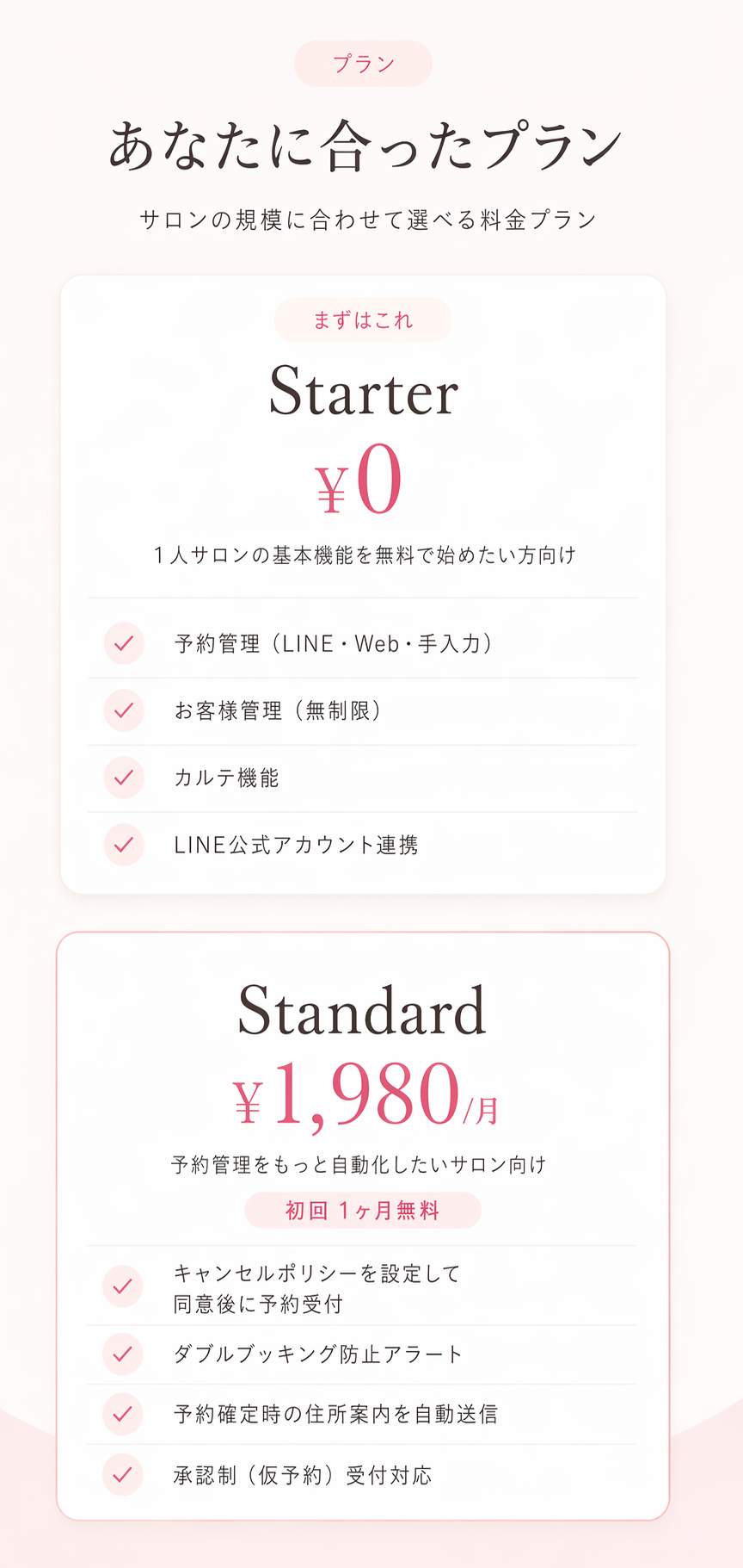 LINE予約をもっとかんたんにする料金イメージ